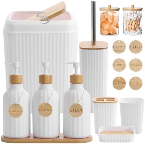 6-Piece Complete Minimalist Bathroom Accessory Set - Arctic White