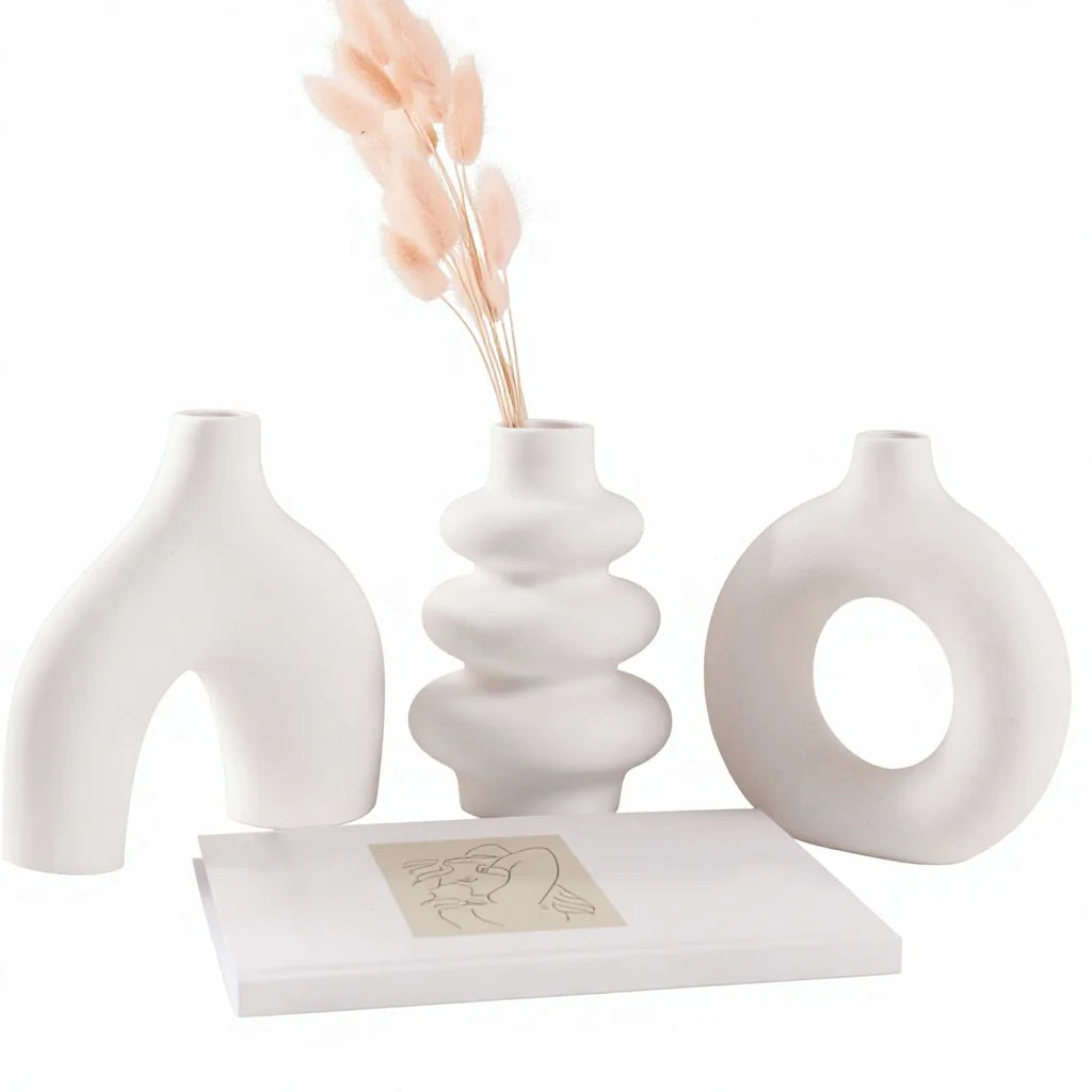 Nordic Modern Ceramic Vase Set | 3-Piece Home Decor
