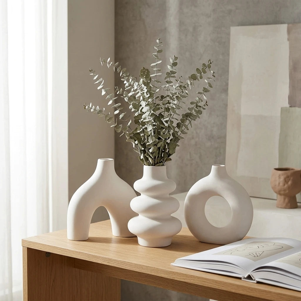 Nordic Modern Ceramic Vase Set | 3-Piece Home Decor