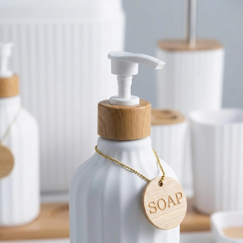 6-Piece Complete Minimalist Bathroom Accessory Set - Arctic White