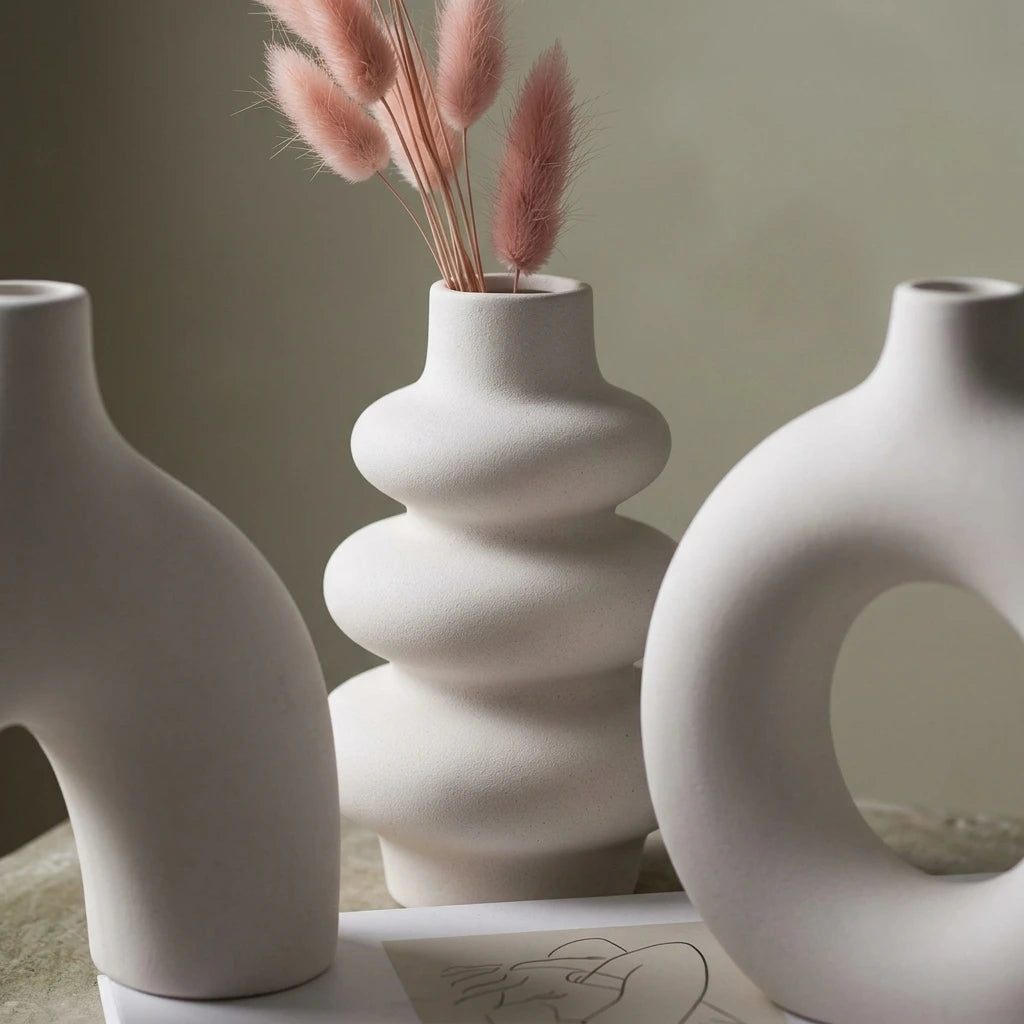 Nordic Modern Ceramic Vase Set | 3-Piece Home Decor