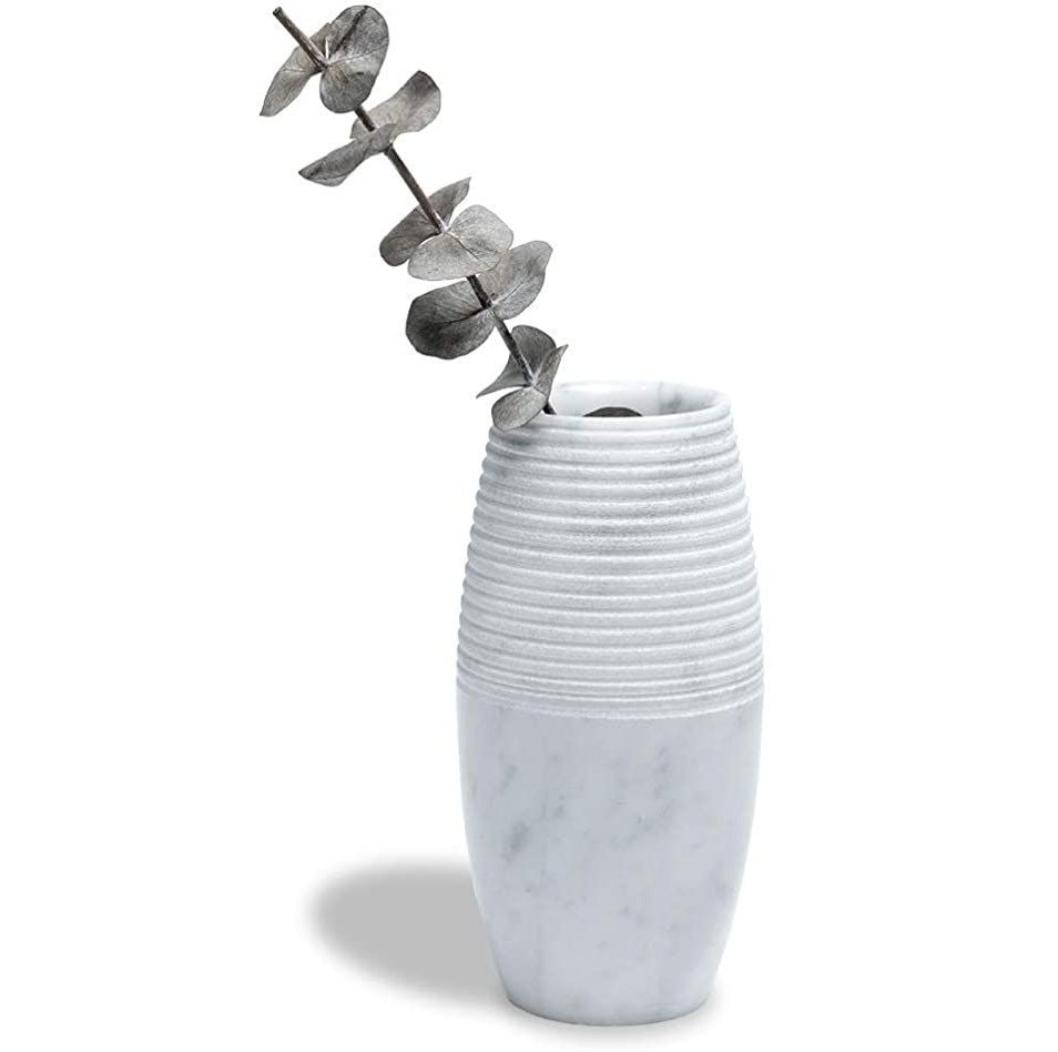 VIVISOUL Sculptural Natural Travertine Vase - Handcrafted Abstract Stone Art