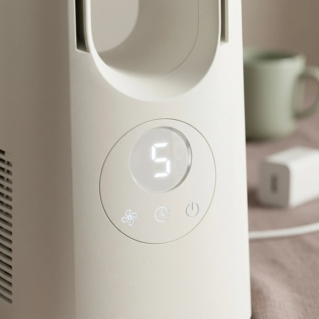 13-Inch Silent Bladeless Desk Fan - Modern LED Smart Cooler