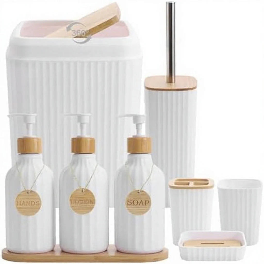 6-Piece Complete Minimalist Bathroom Accessory Set - Arctic White