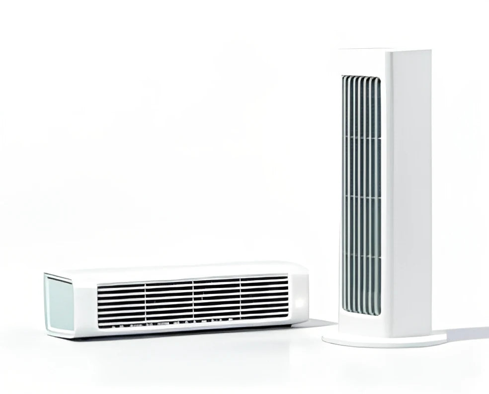 2-in-1 Bladeless Tower Fan - Dual-Orientation Portable Cooler