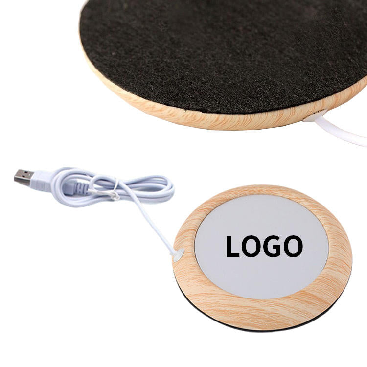 Smart Digital Display Constant Temperature Coaster - Warm Wood Edition