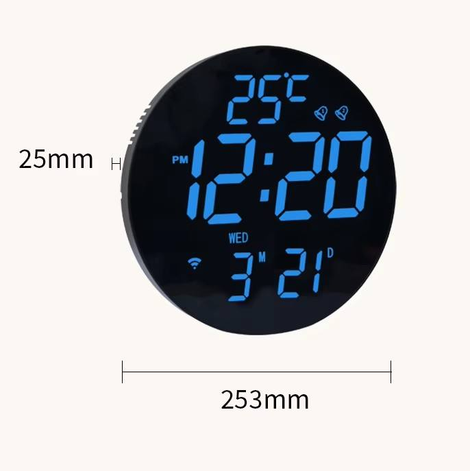 10-Inch RGB LED Digital Wall Clock, Modern Smart Decor with Remote Control, Temp Humidity Date Display, Auto-Brightness Circular LED Clock