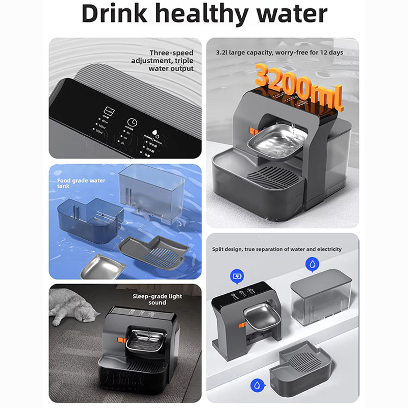 3.2L Wireless Smart Stainless Steel Pet Water Fountain - Filter-Free Design