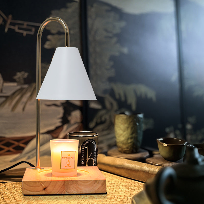 VIVISOUL Nordic Wood Candle Warmer Lamp - Dimmable & Timer