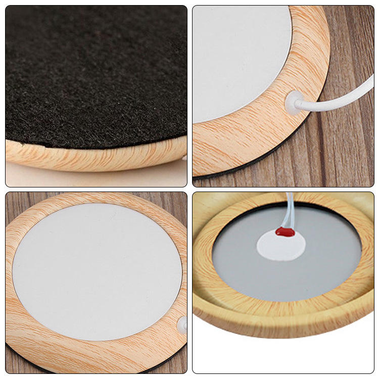 Smart Digital Display Constant Temperature Coaster - Warm Wood Edition