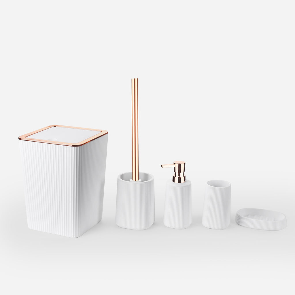 6-Piece Complete Minimalist Bathroom Accessory Set - Arctic White