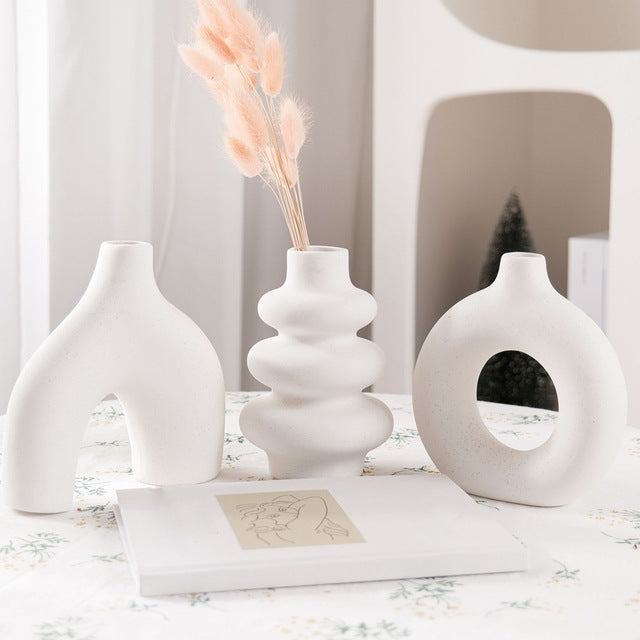 Nordic Modern Ceramic Vase Set | 3-Piece Home Decor