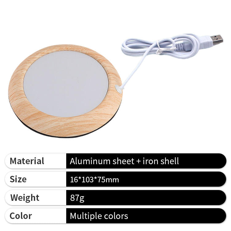 Smart Digital Display Constant Temperature Coaster - Warm Wood Edition